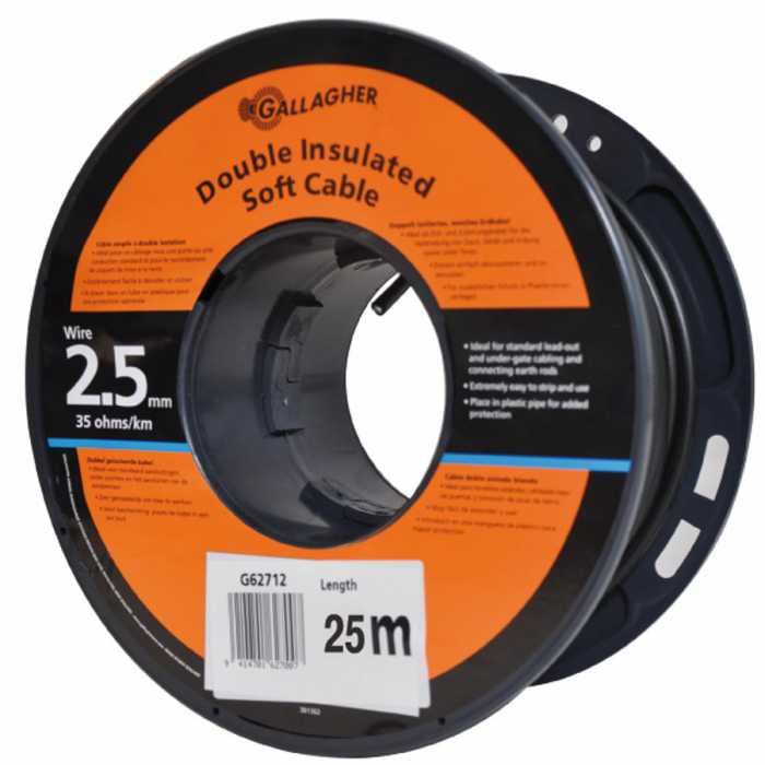 Câble de terre 2,5mm souple, rouleau de 25m, 35 Ohm/km