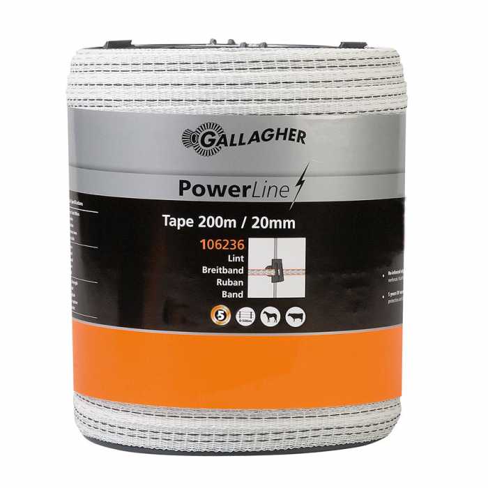 Ruban PowerLine 20mm blanc 200m 