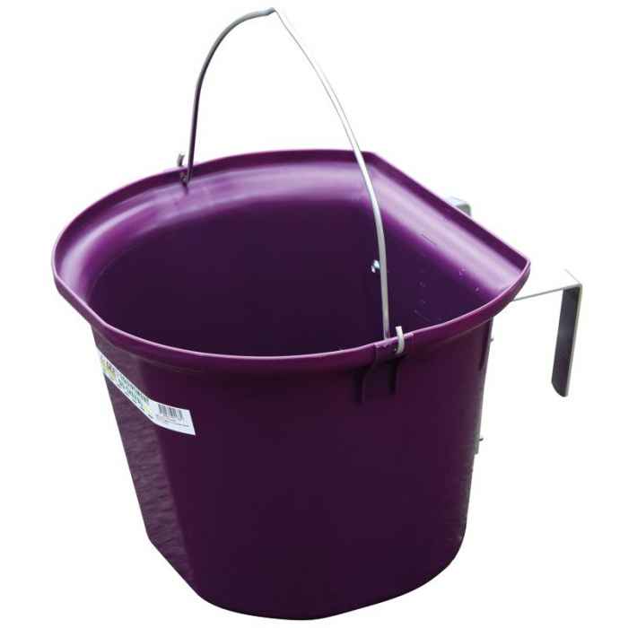 Seau/Mangeoire à crochets avec anse 17,5 l. en injection Mauve 