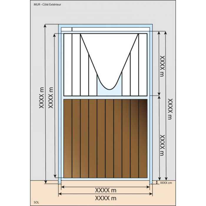 Porte de box 1,37m grille col cygne /charnière tirant gauche Pin-Nord