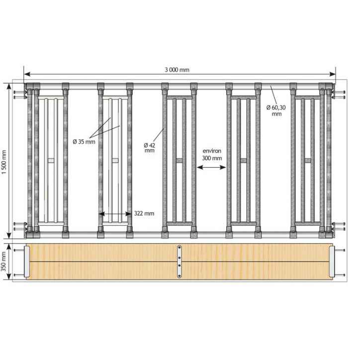 Kit séparation affourag. pour extension abris SP 2.09 Prof 3.18 m