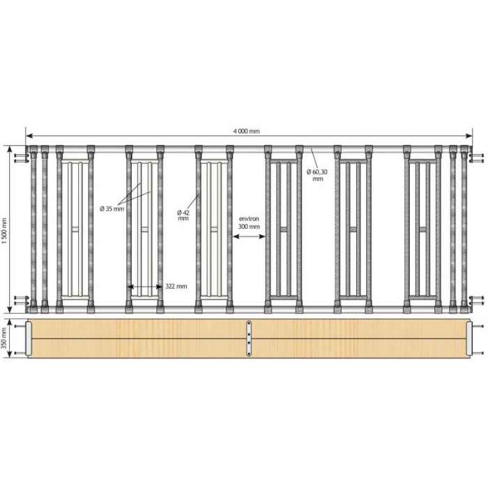 Kit séparation affourag. pour extension abris SP 2.09 Prof 4.18 m