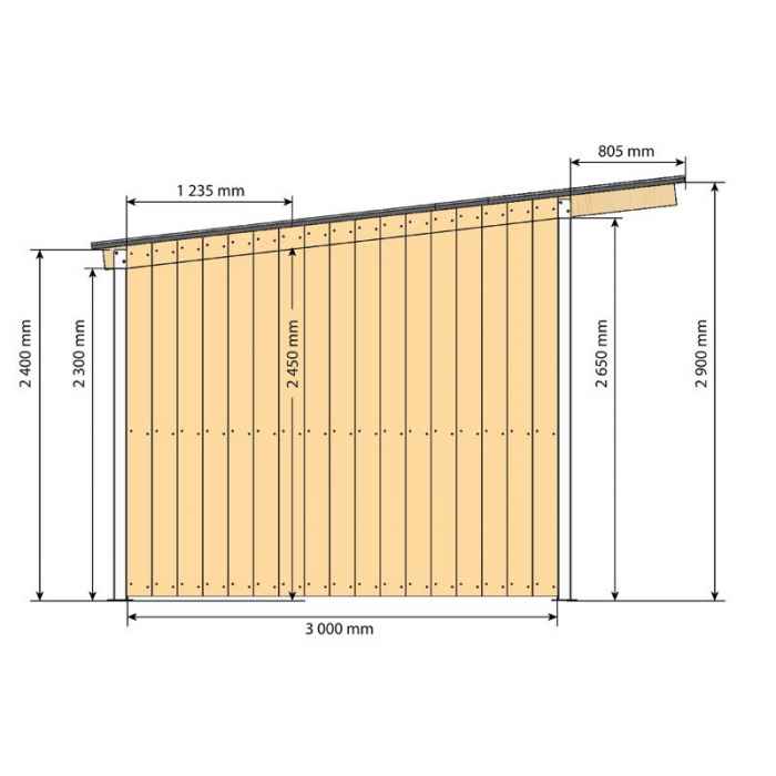 Abri 3,18x3,18 Bardage agricole Douglas 19 mm Bordeaux