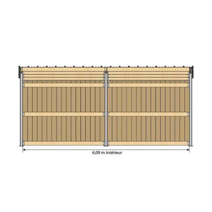 Abri 3,18x4,18 Bardage agricole Douglas 19 mm Bordeaux