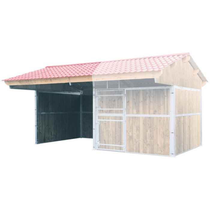 Extension 3 x 3 m double pente Pin du Nord toiture alu zinc bordeaux