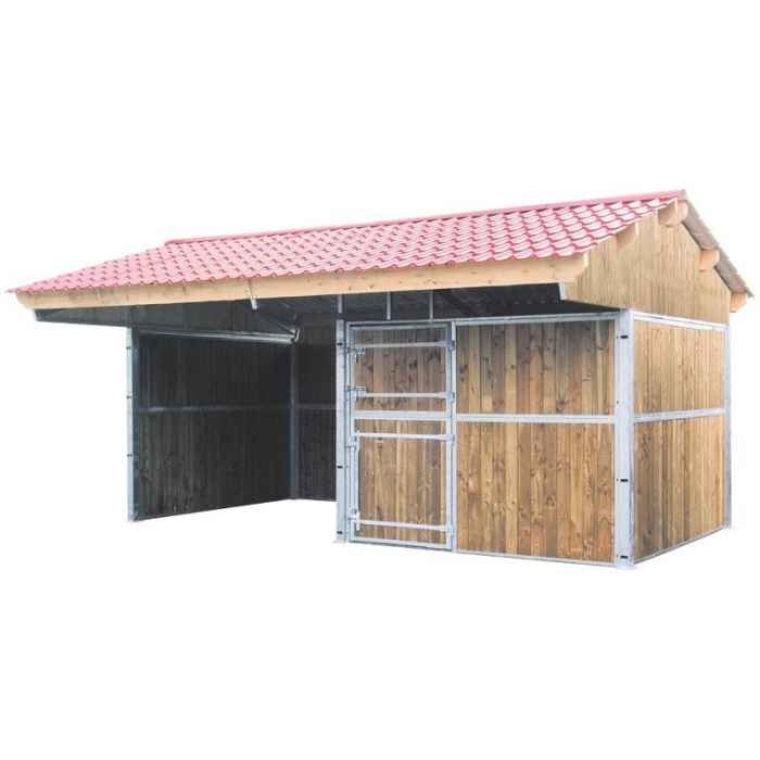 Extension 3 x 3 m double pente Douglas toiture fibro-ciment