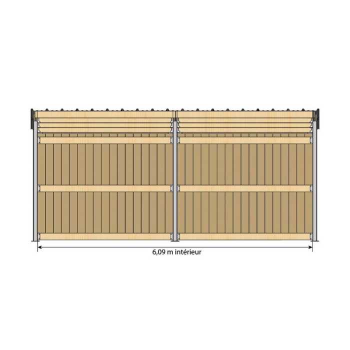 Abri 4,18x4,18 Planche Douglas 32 mm Bordeaux