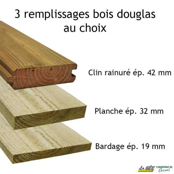 Abri 4,18x3,18 Bardage agricole Douglas 19 mm Bordeaux