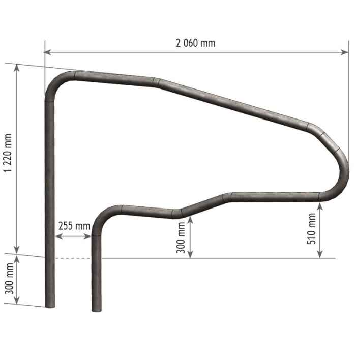 Bat-flanc de logette ''super confort adulte'' diam.60.3 Lg 1.97m