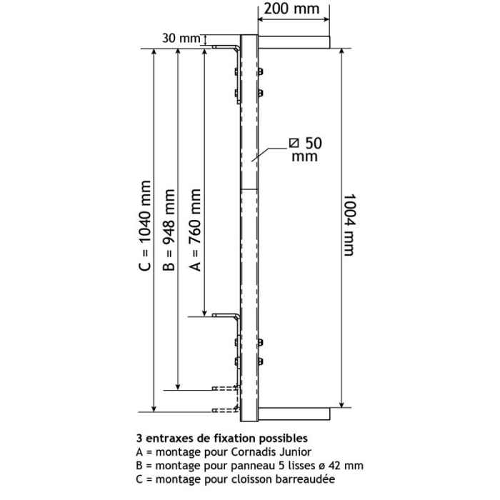 Embout panneaux réglable pour cloison à veaux barreaudées diam. 25 mm