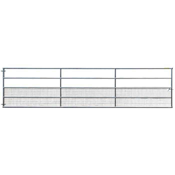 Porte de prairie fixe semi-grillagée 5 lisses H.1,15m 5m