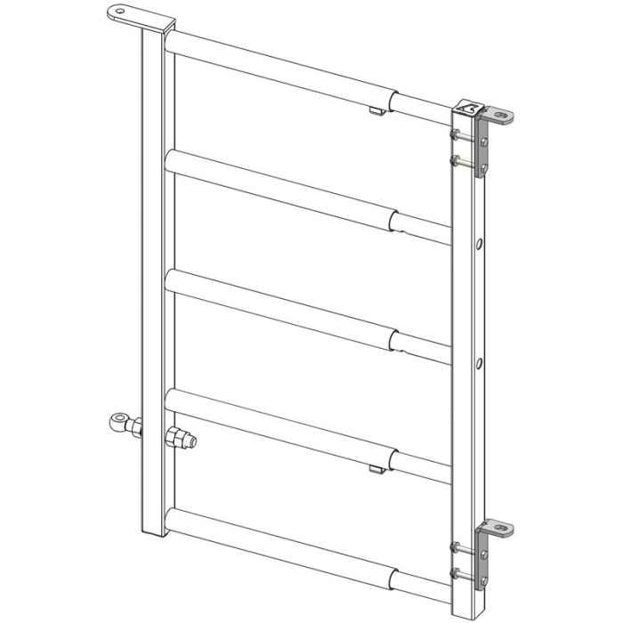 Portillon 1 verrou auto. Ext. 0,89/1,33 m 5 L. diam. 42.4 mm (AR et AV) 