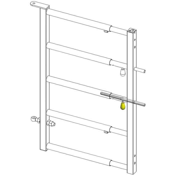 Portillon 1 verrou auto. Ext. 0,89/1,33 m 5 L. diam. 42.4 mm (AR et AV) 