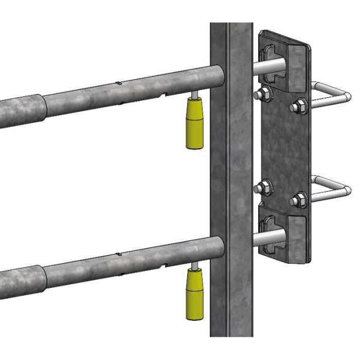 Portillon ext. 5 lisses diam.42,4mm verrous auto pr emb pass anim 4 liss 