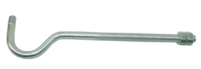 Ferrure longue 10mm pour piquet en béton avec 2 écrous