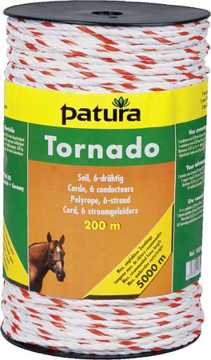 Photo de Corde TORNADO, blanc/orange, 1 cuivre d= 0,30, 5 inox d= 0,20, rlx de 500 m