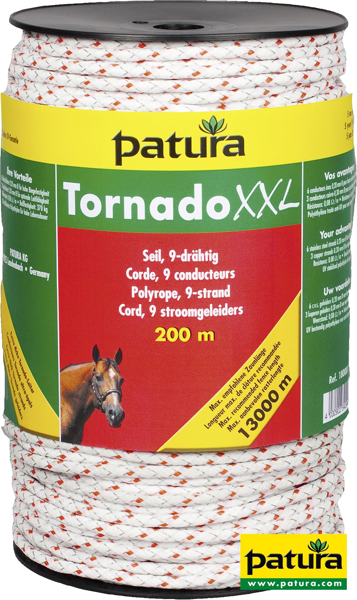 Photo de Corde tressée TORNADO XXL, 200 m, 3 cuivre - 6 inox, blanc/rouge