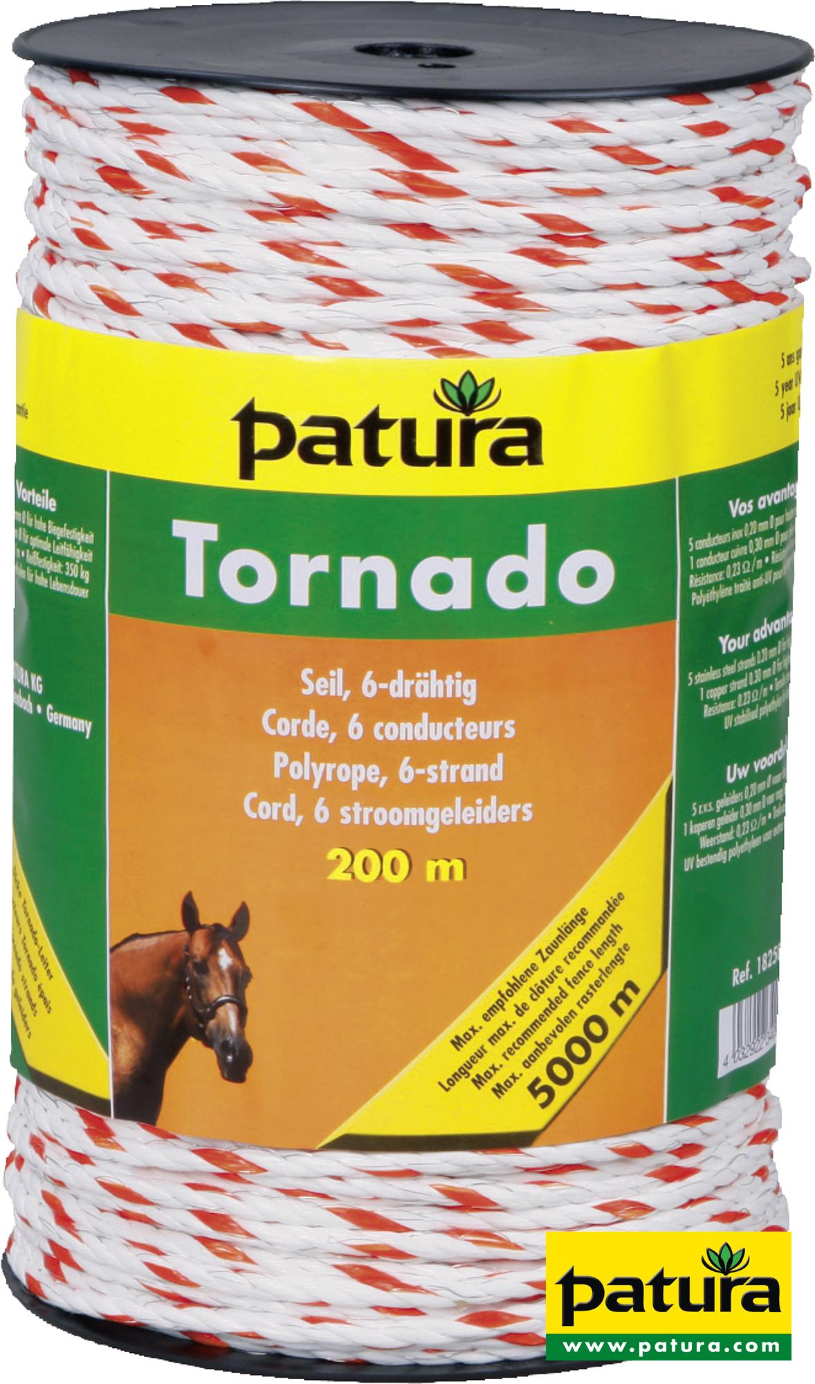Photo de Corde TORNADO, blanc/orange, 1 cuivre d= 0,30, 5 inox d= 0,20, rlx de 200 m